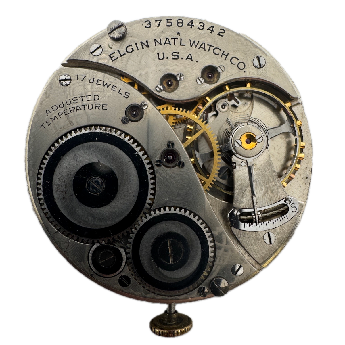 Antique 12s 1938 Elgin 17 Jewel Mechanical Pocket Watch Movement 495 USA