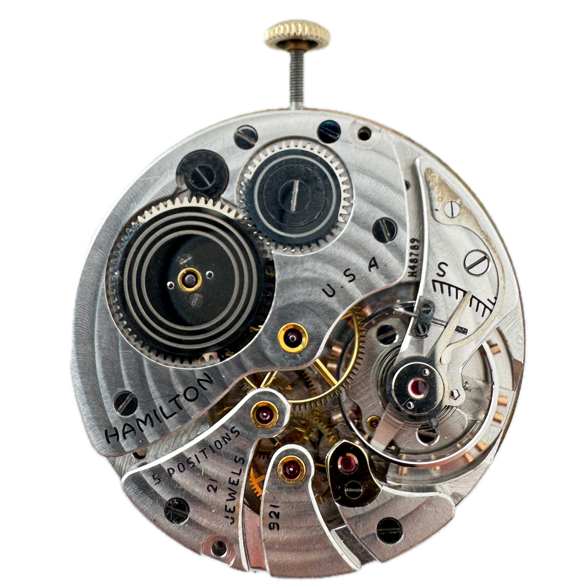 Vintage 10s 1953 Hamilton 21 Jewel Mechanical Pocket Watch Movement 921 USA