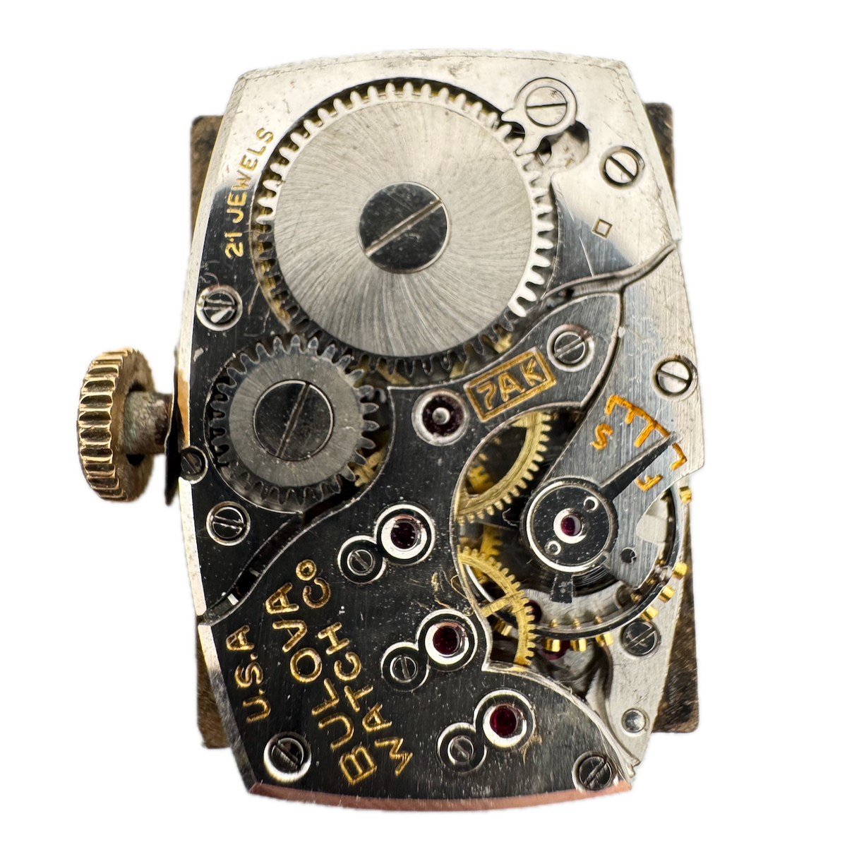 Vintage Bulova 21 Jewel Mechanical Men's Wristwatch Movement 7AK for Repair