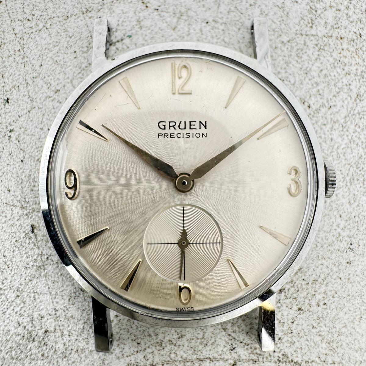 Vintage Gruen Salesman Men's Wristwatch Case for Mechanical 33mm Steel
