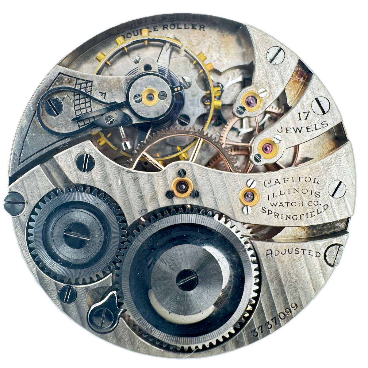 Antique 16s 1920 Illinois Capitol 17j Mechanical Pocket Watch Movement 305 USA