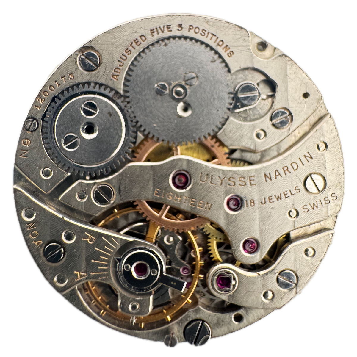 Vintage Ulysse Nardin 18 Jewel Mechanical Men's Wristwatch Movement Swiss
